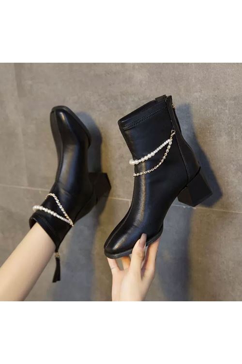 الأحذية النسائية الشتوية بوت قصير  كعب 