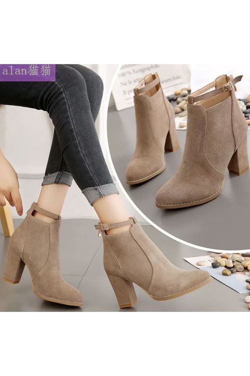 الأحذية النسائية الشتوية بوت قصير كعب 