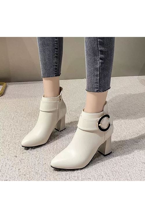 الأحذية النسائية الشتوية بوت قصير كعب  