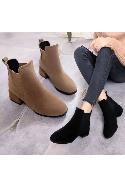 الأحذية النسائية الشتوية بوت قصير كعب   