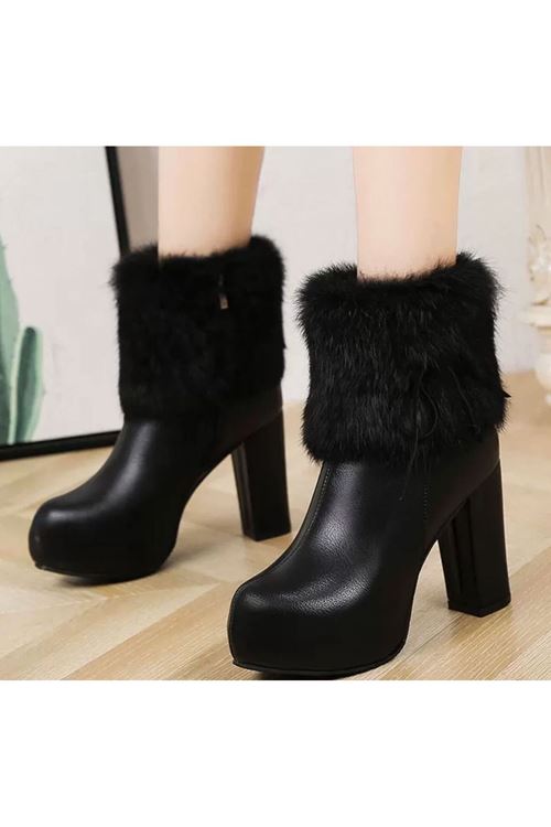 أحذية نسائية شتوية بوت قصير كعب 