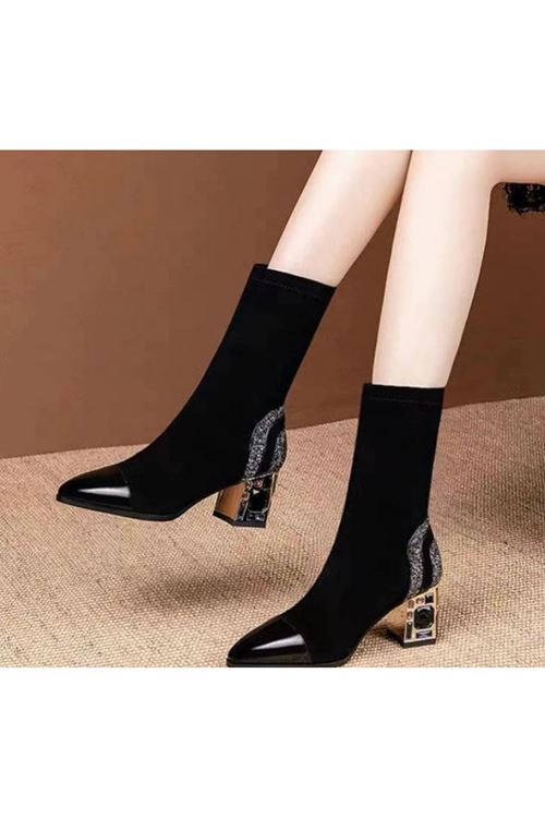 أحذية نسائية شتوية بوت قصير كعب	