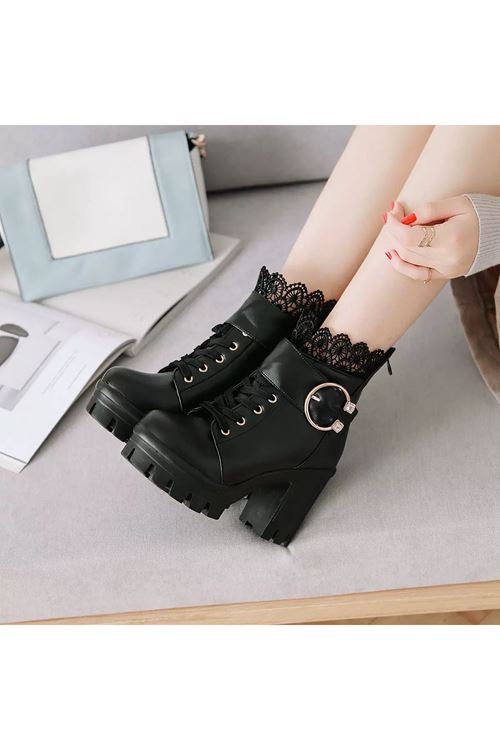 أحذية نسائية شتوية بوت قصير كعب