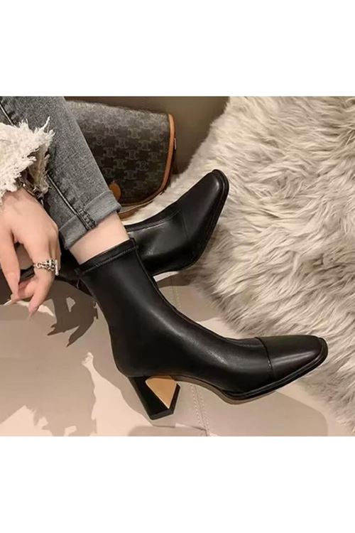 أحذية نسائية شتوية بوت قصير كعب	