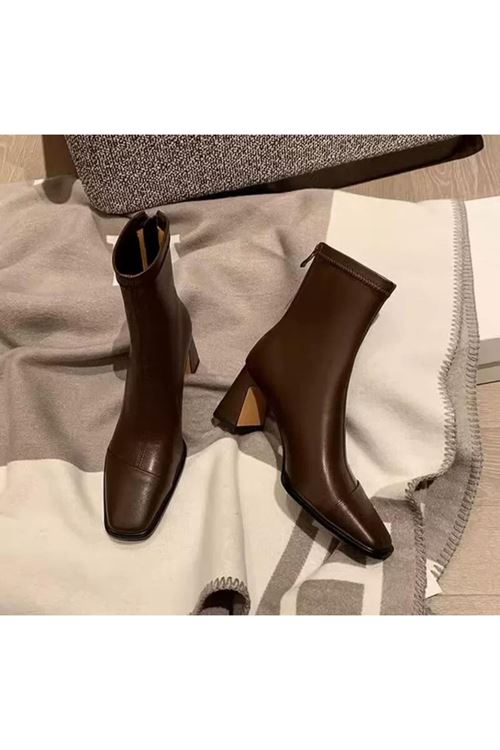 أحذية نسائية شتوية بوت قصير كعب	