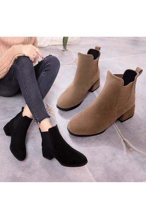 احذية نسائية شتوية بوت قصير كعب