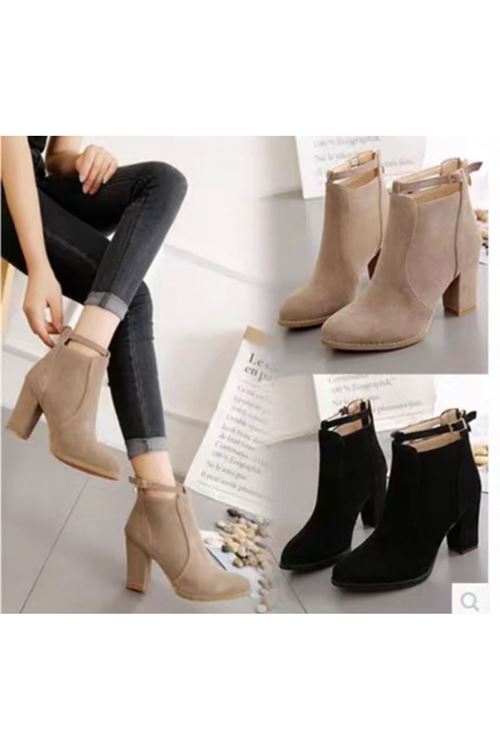 الأحذية نسائية شتوية بوت قصير كعب  