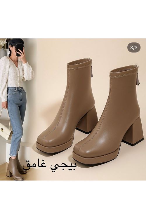احذية نسائية شتوية بوت قصير كعب 