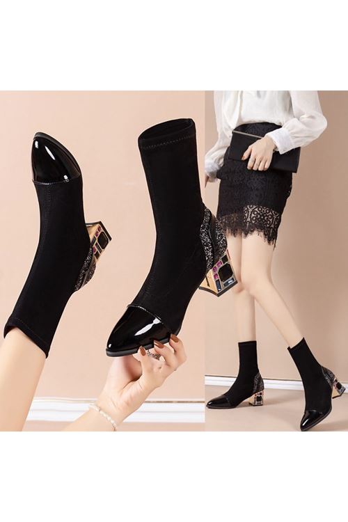 أحذية نسائية شتوية بوت قصير كعب