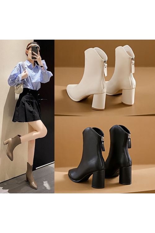 أحذية نسائية شتوية بوت قصيرة كعب 