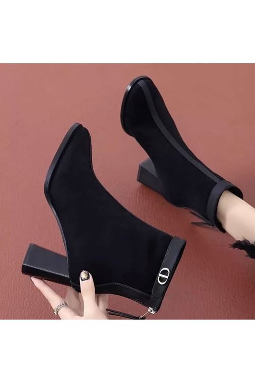 احذية نسائية شتوية بوت قصير كعب