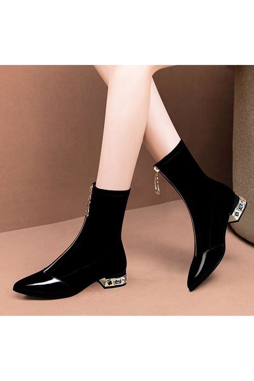 احذية نسائية شتوية بوت قصير كعب