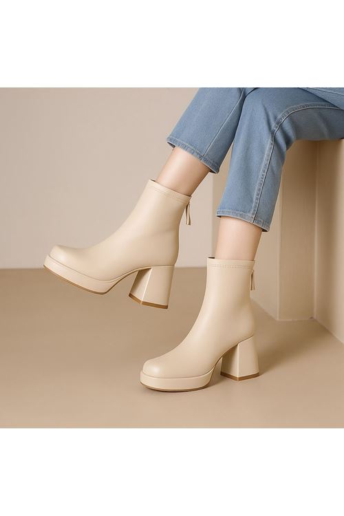 احذية نسائية شتوية بوت قصير كعب