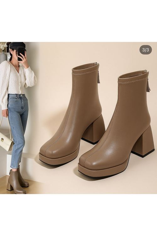 احذية نسائية شتوية بوت قصير كعب